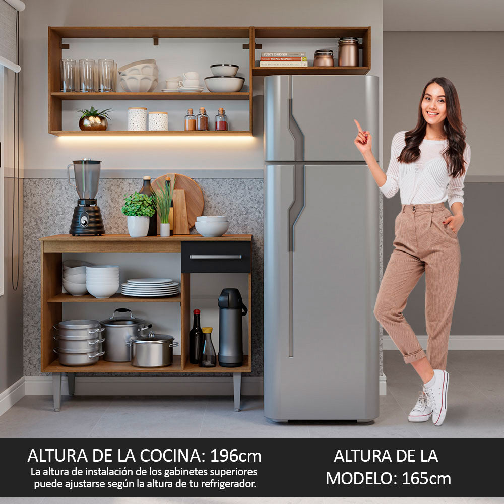 Cocina Integral 165cm Marrón/Negro Emilly 08
