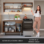 Cocina Compacta 165 cm 5 Puertas 1 Cajón Con Fregadero Marrón Emilly Madesa 09