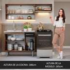Cocina Compacta 165 cm 5 Puertas 1 Cajón Con Fregadero Marrón/Negro Emilly Madesa 09