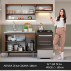 Cocina Compacta 165 cm Con Fregadero Marrón/Gris Emilly Madesa
