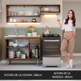 Cocina Integral 165cm con Tarja Marrón/Gris Emilly 09
