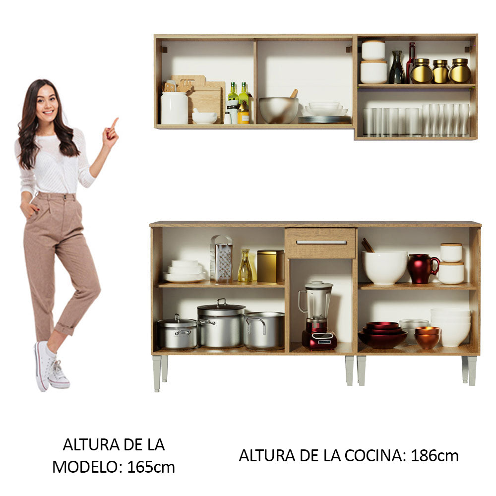Cocina Compacta 169 cm 9 Puertas 1 Cajón Marrón Emilly Madesa 04