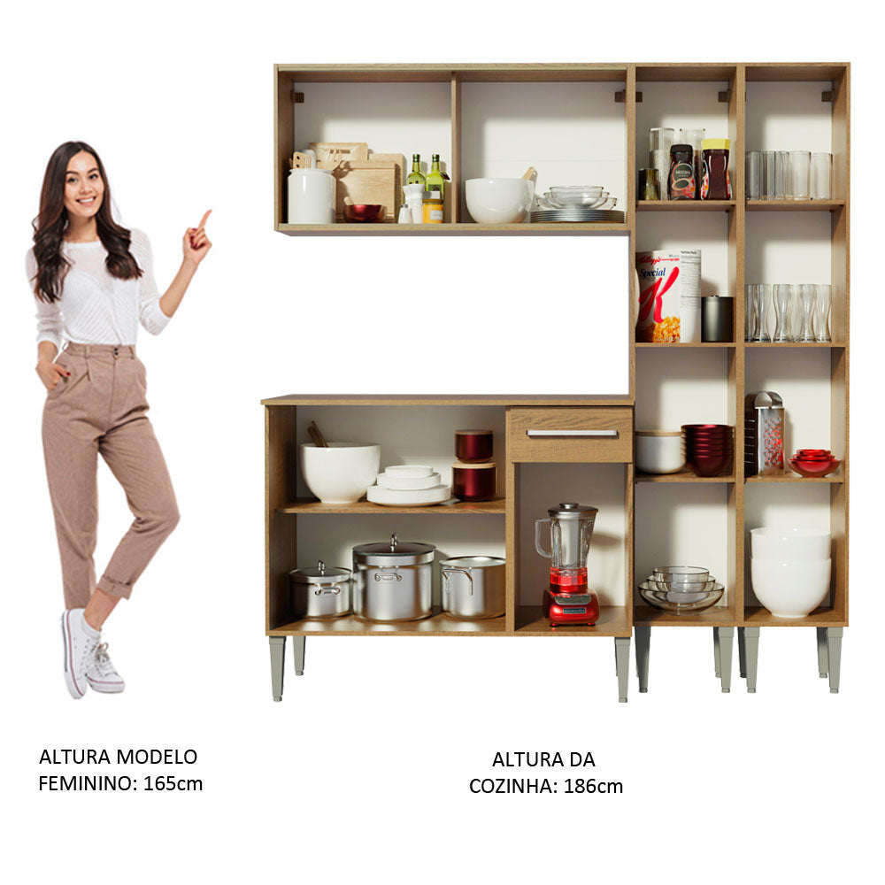Cocina Compacta 169cm Marrón Emilly Fly 05