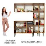 Cocina Integral 169cm Marrón/Negro Emilly Fly 05