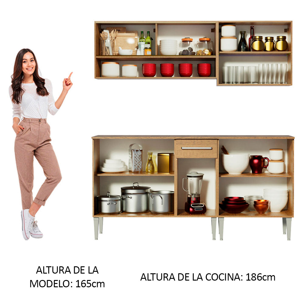 Cocina Compacta 169cm Marrón Emilly Dance 07