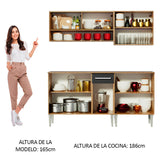 Cocina Compacta 169cm Marrón/Negro Emilly Dance 07
