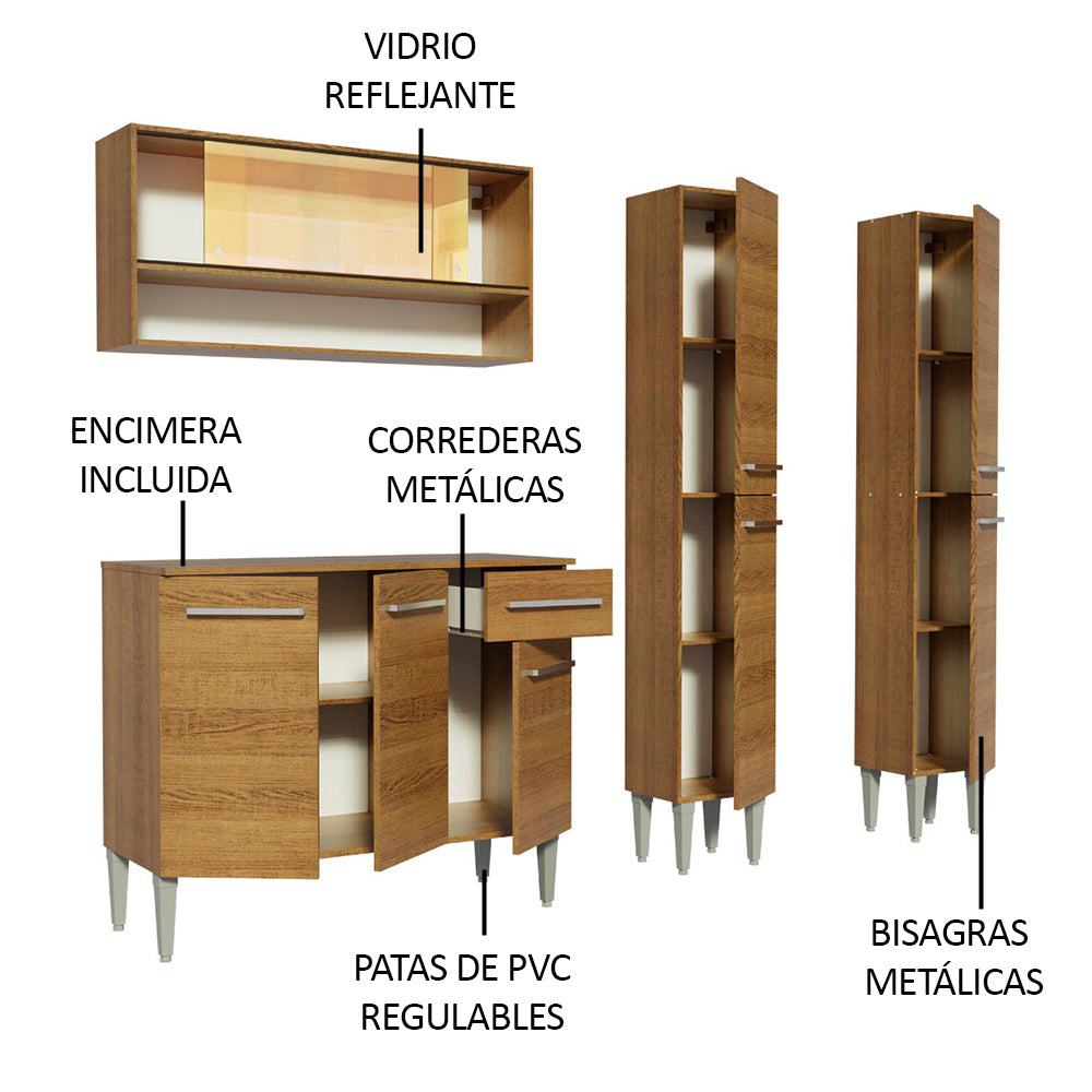 Cocina Compacta 169cm Marrón Emilly Winter 08