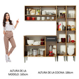 Cocina Compacta 169cm Marrón/Negro Emilly Winter 08