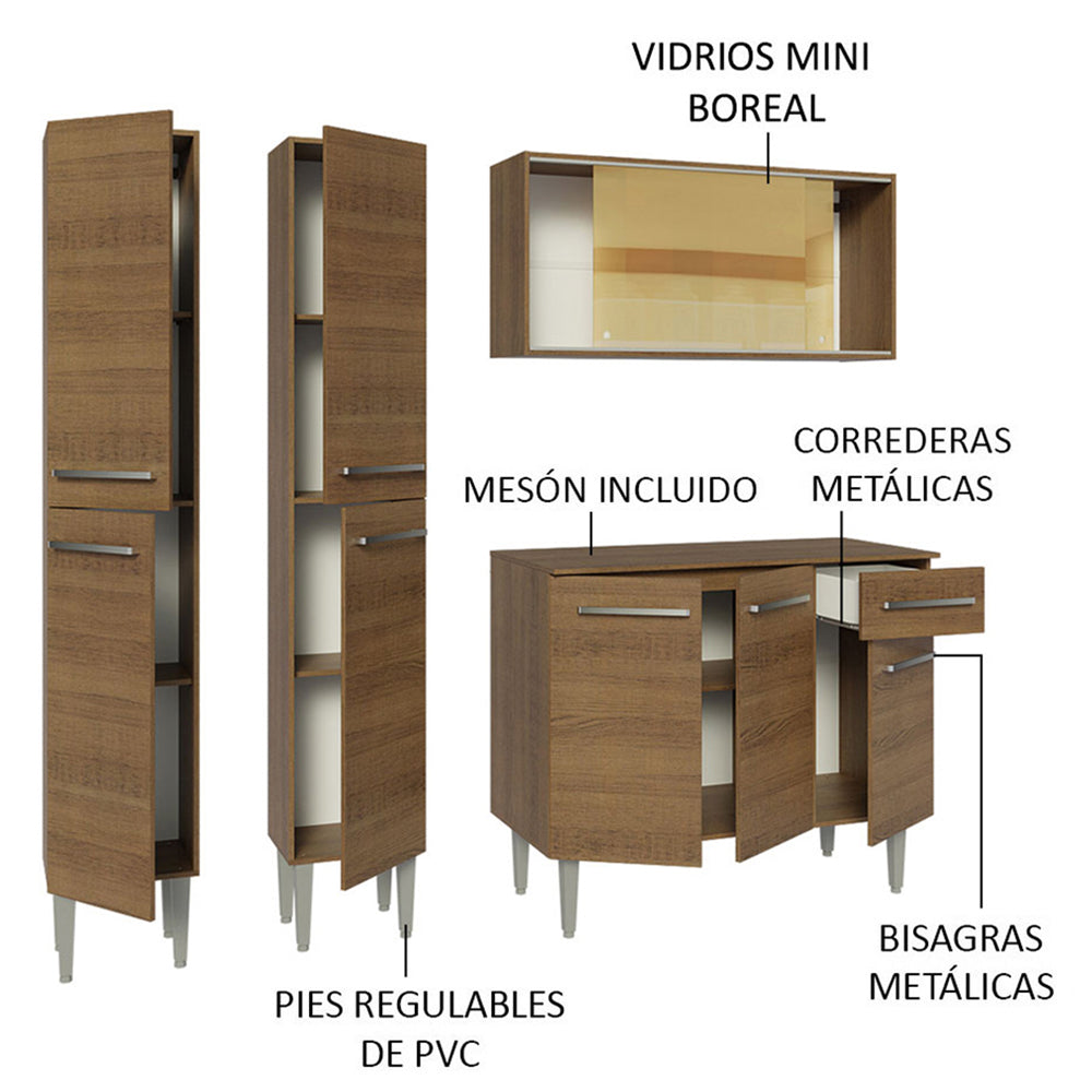 Cocina Compacta 169 cm Marrón Emilly Madesa