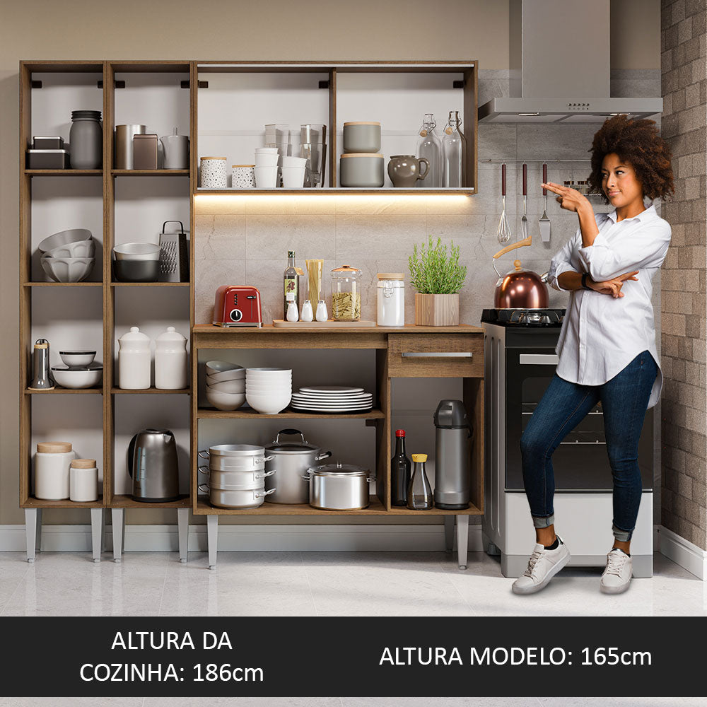 Cocina Compacta 169cm Marrón Emilly Madesa 09