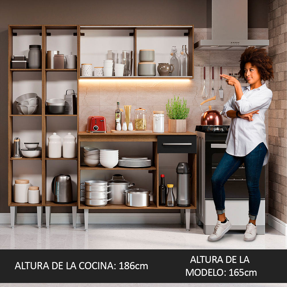 Cocina Compacta 169cm Marrón/Negro Emilly 10
