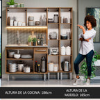 Cocina Compacta 169 cm 9 Puertas 1 Cajón Con Fregadero Marrón Emilly Madesa 01