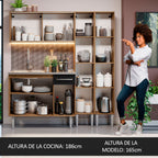 Cocina Compacta 169 cm 9 Puertas 1 Cajón Con Fregadero Marrón/Negro Emilly Madesa 01
