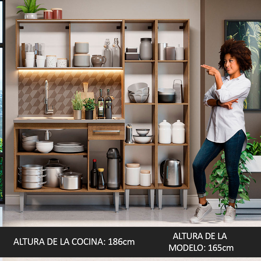 Cocina Compacta 169cm con Fregadero Marrón Emilly 12