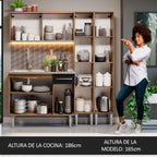 Cocina Compacta 169 cm Con Fregadero Marrón/Negro Emilly Madesa