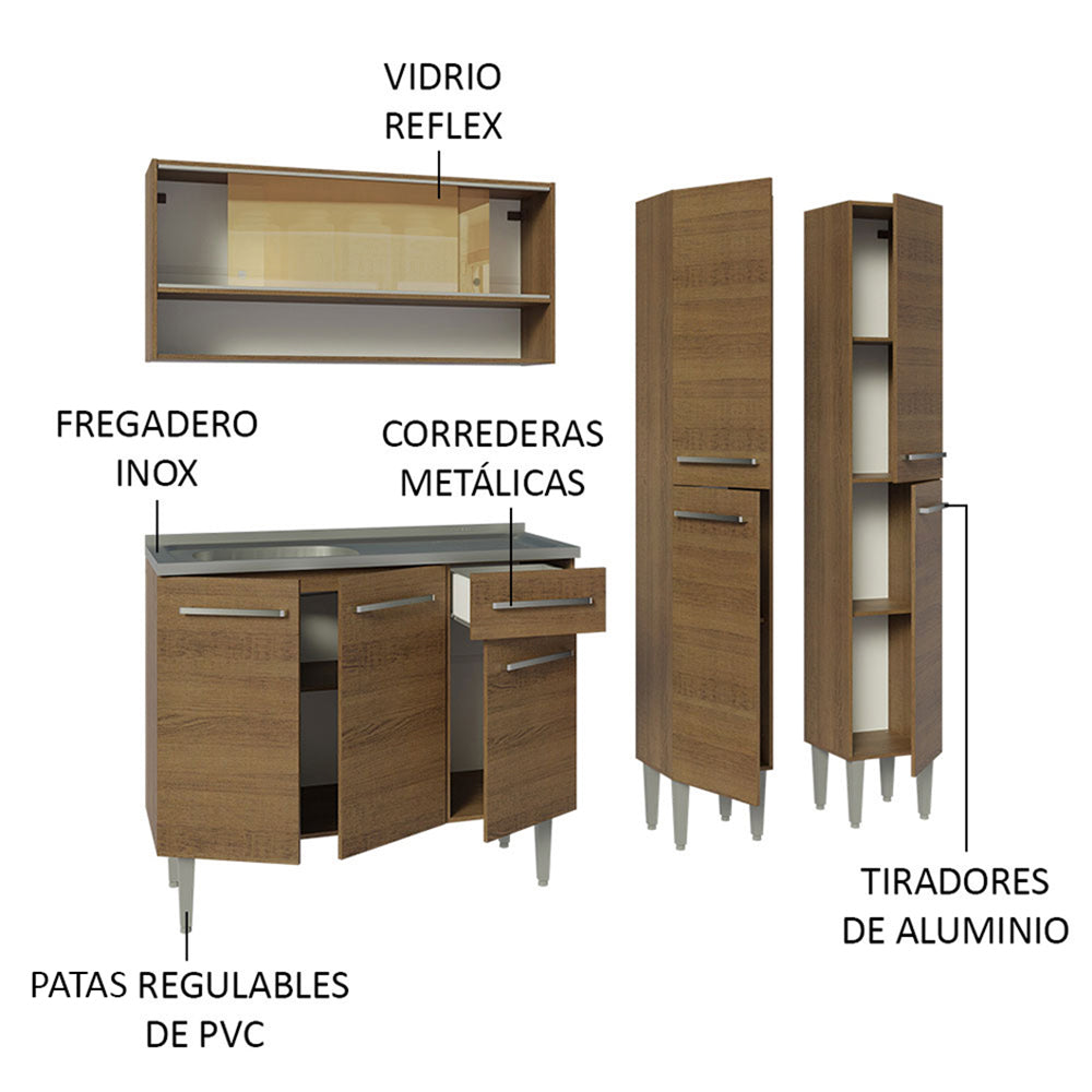 Cocina Compacta 169cm con Fregadero Marrón Emilly 14