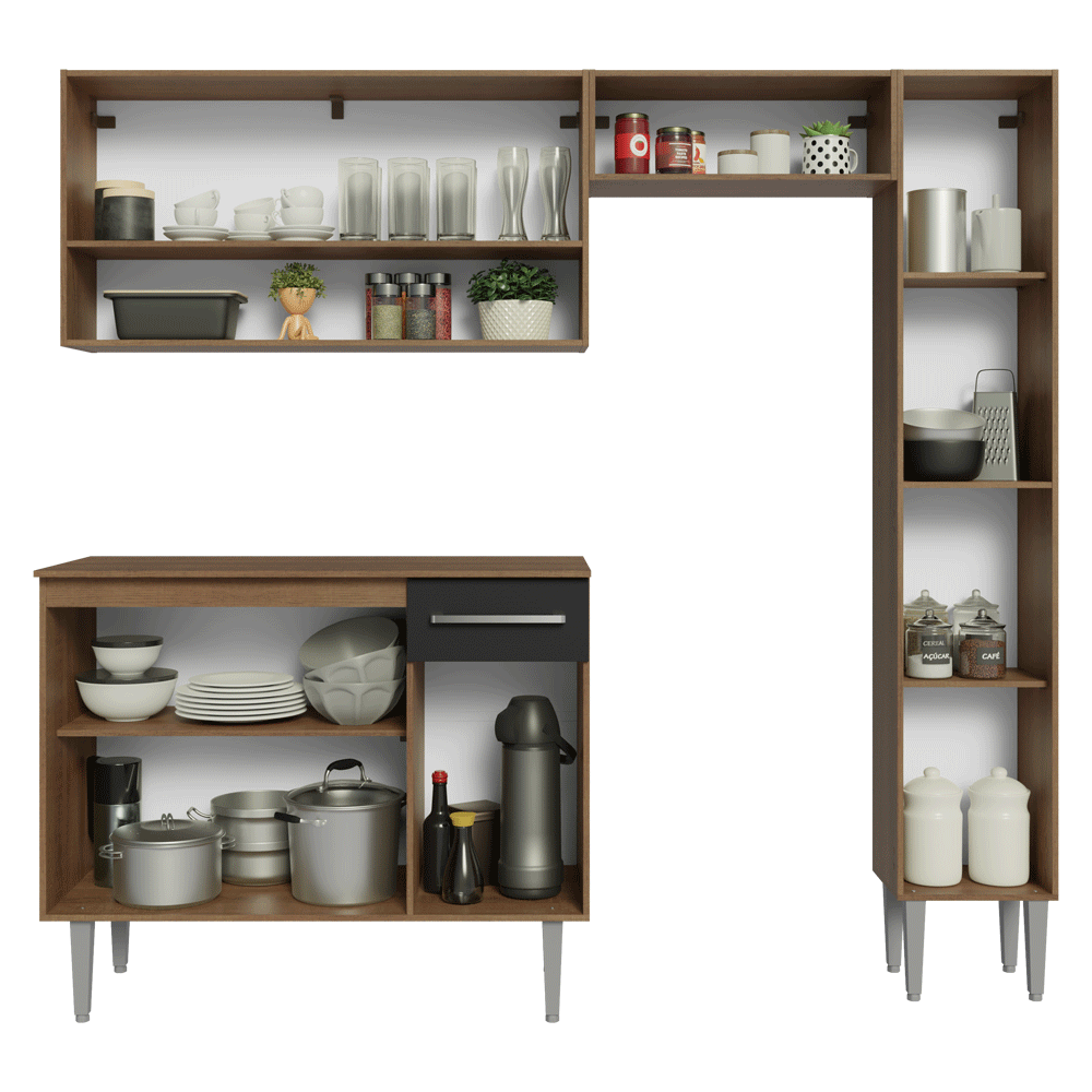 Cocina Compacta 197 cm Marrón Emilly Madesa
