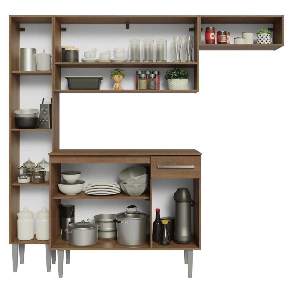 Cocina Compacta 197 cm Emilly Marrón 02