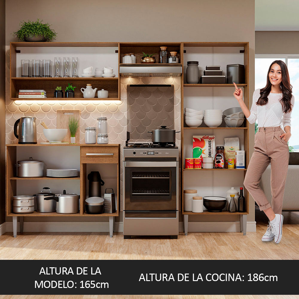 Cocina Integral 229cm sin Fregadero Marrón Emilly Pop 02