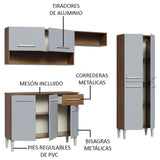 Cocina Integral 229cm Marrón/Gris Emilly Pop 02