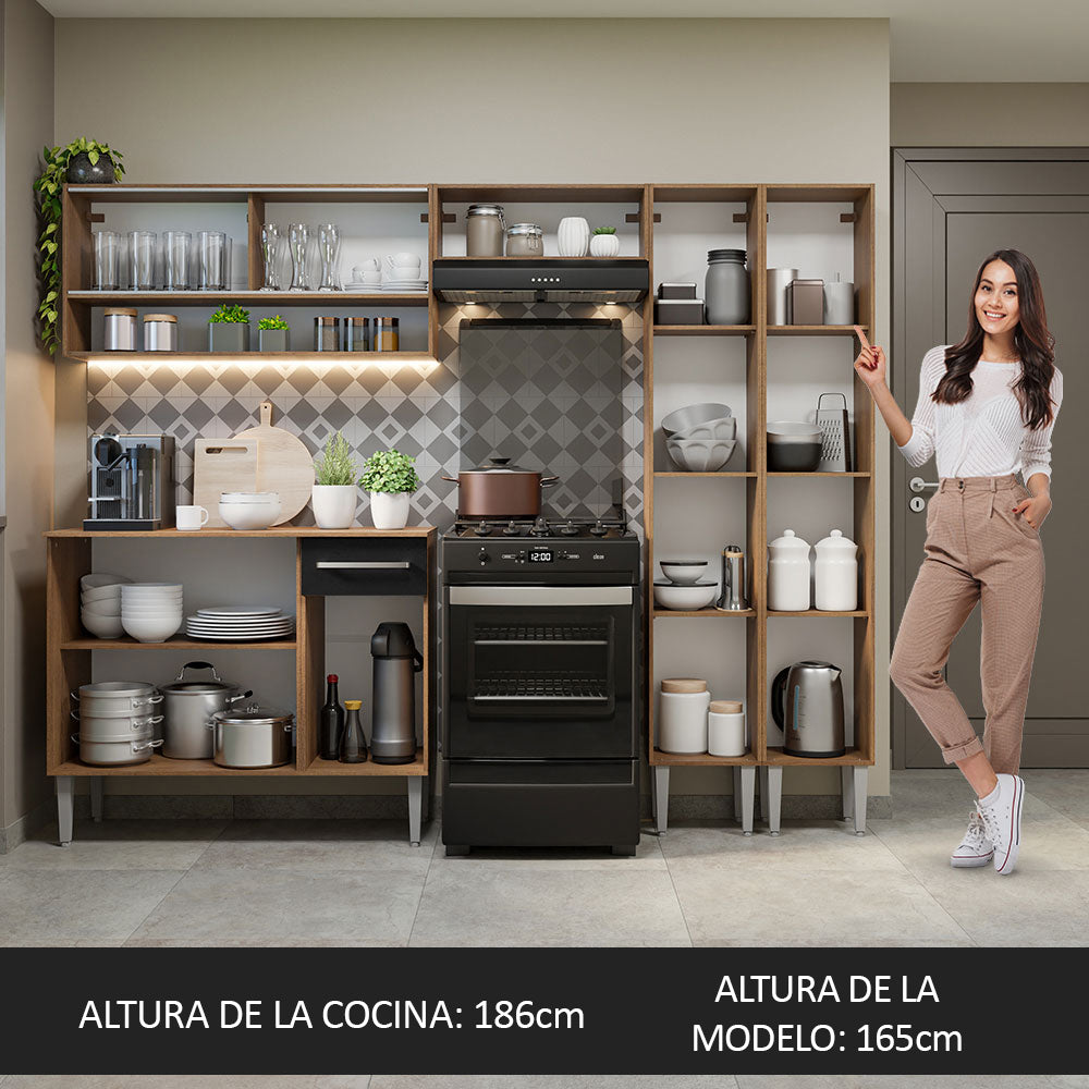 Cocina Integral 229cm Marrón/Negro Emilly 04