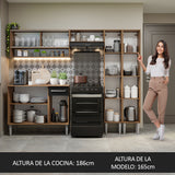 Cocina Integral 229cm Marrón/Negro Emilly 04