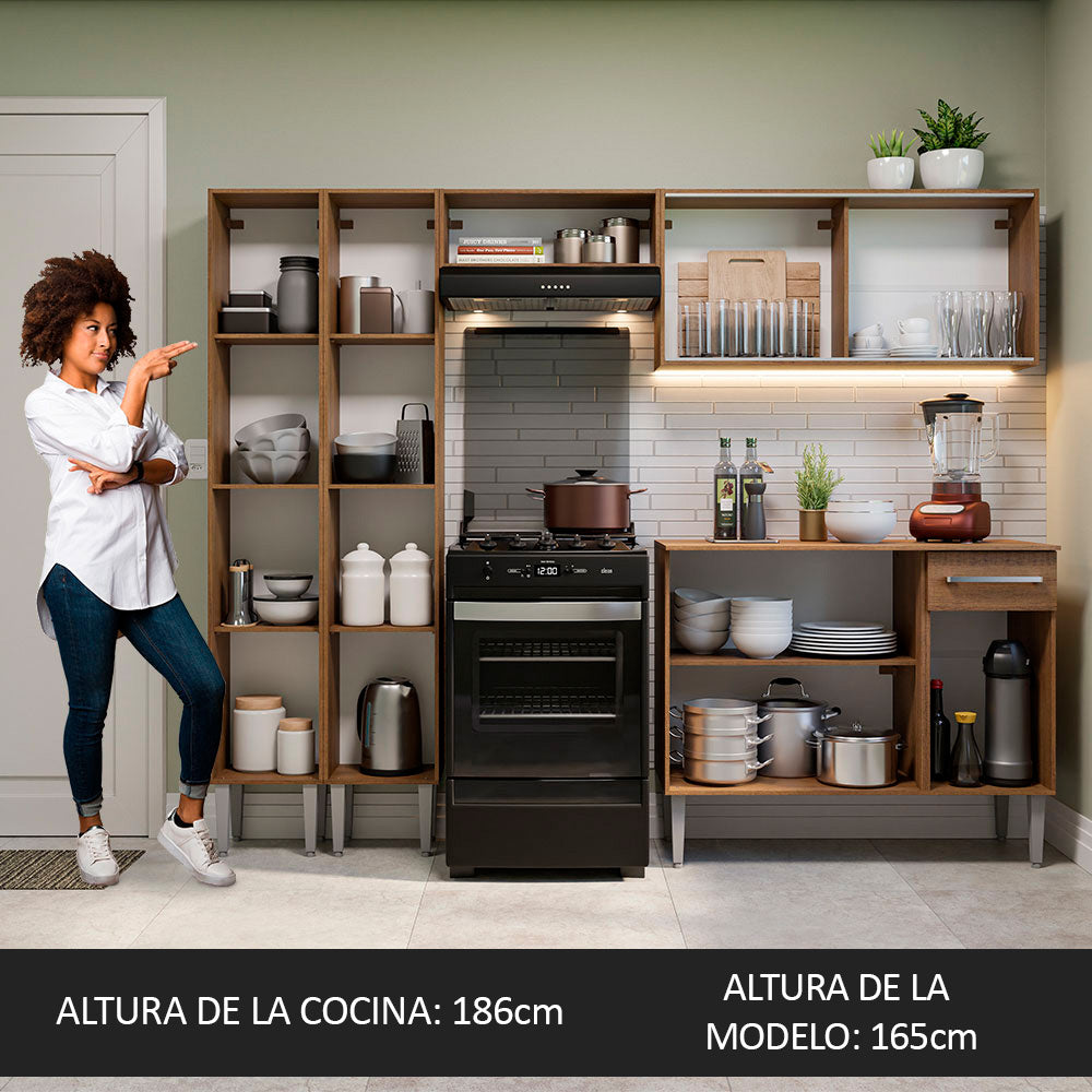 Cocina Integral 229cm Marrón Marrón Emilly 05