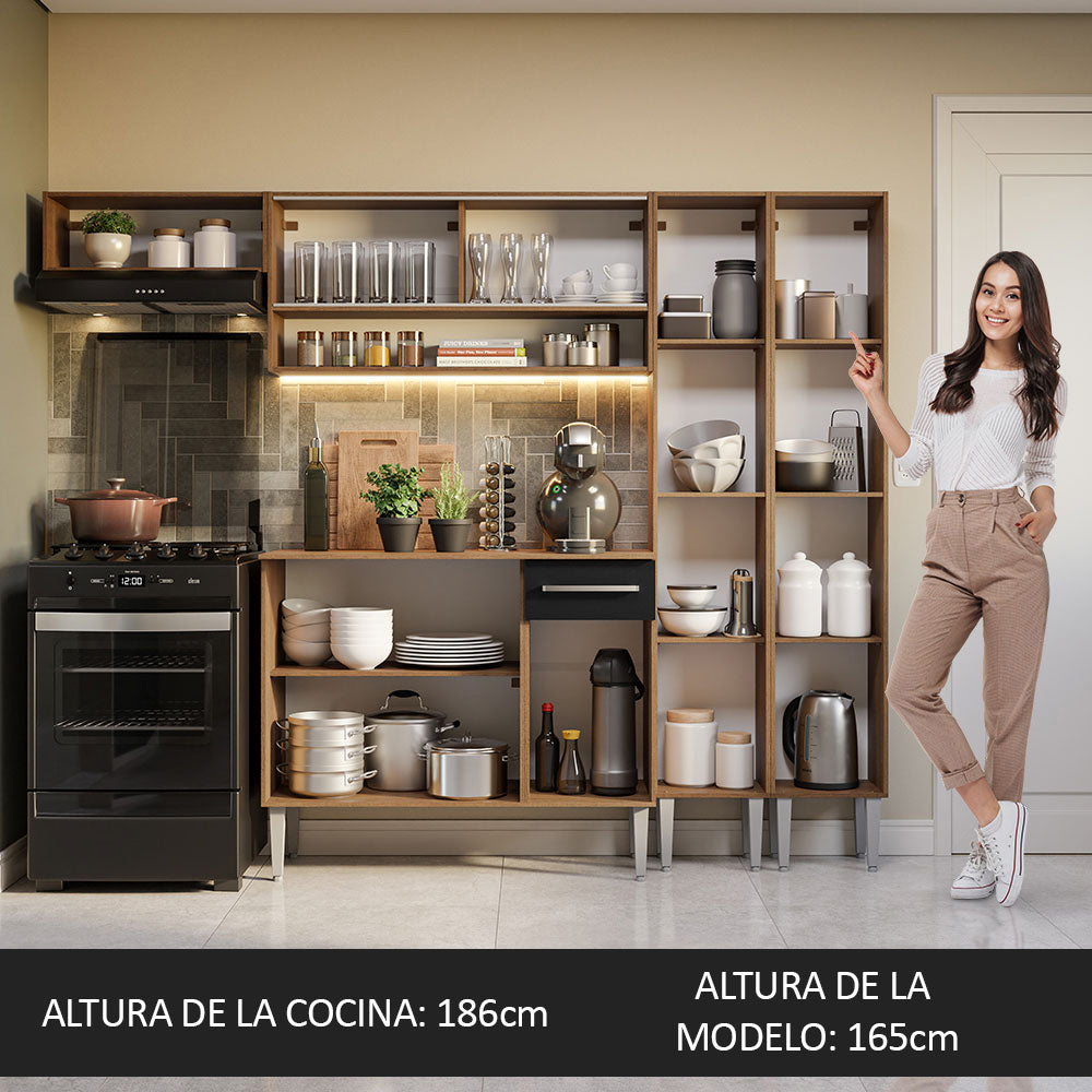 Cocina Integral 229cm Marrón/Negro Emilly 07