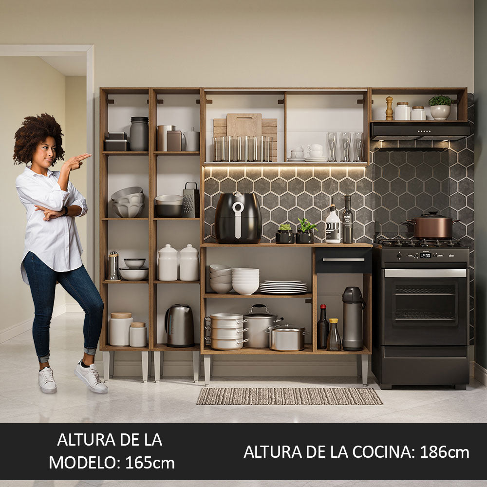 Cocina Integral 229cm Marrón/Negro Emilly 08