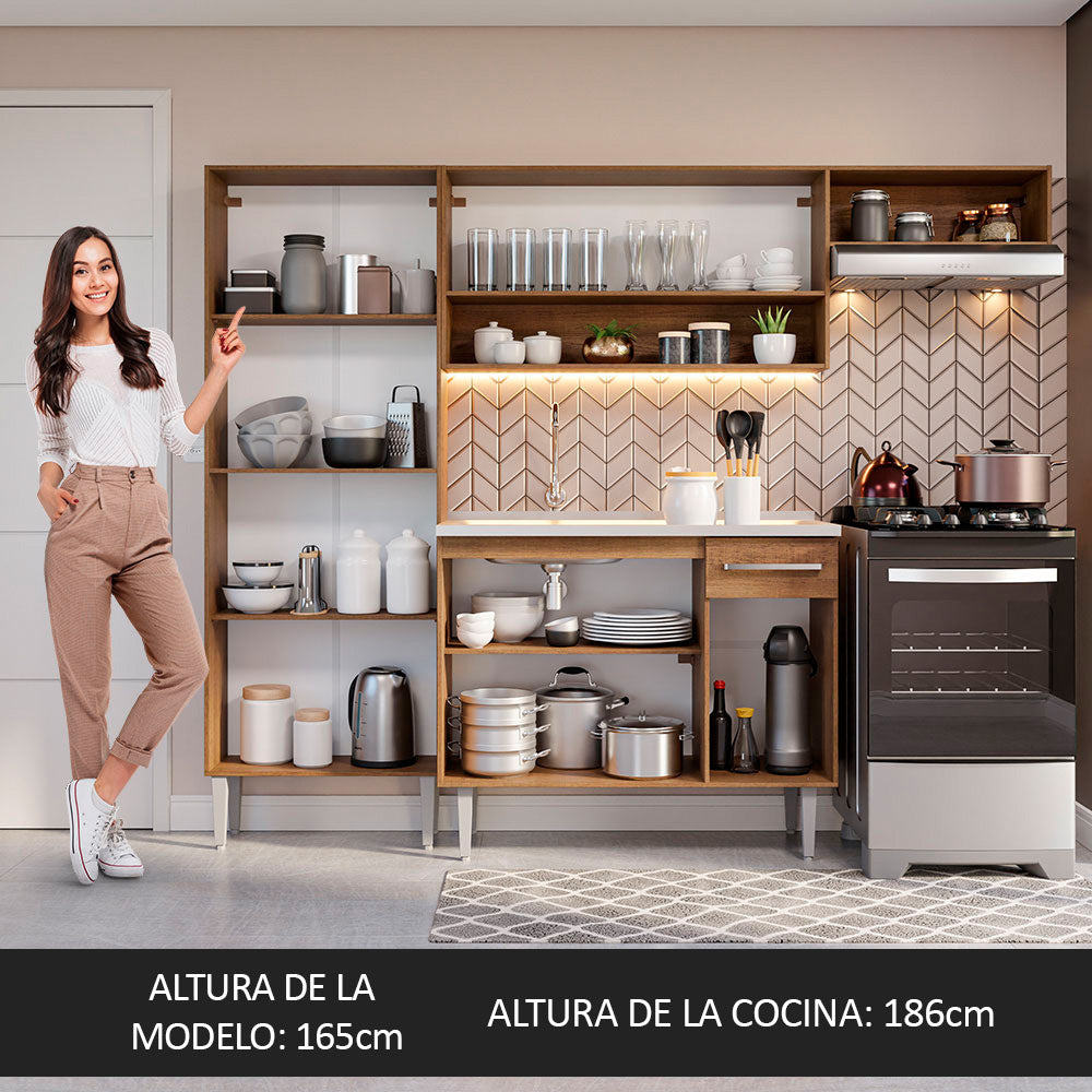 Cocina Integral 229cm con Fregadero Marrón Emilly 12