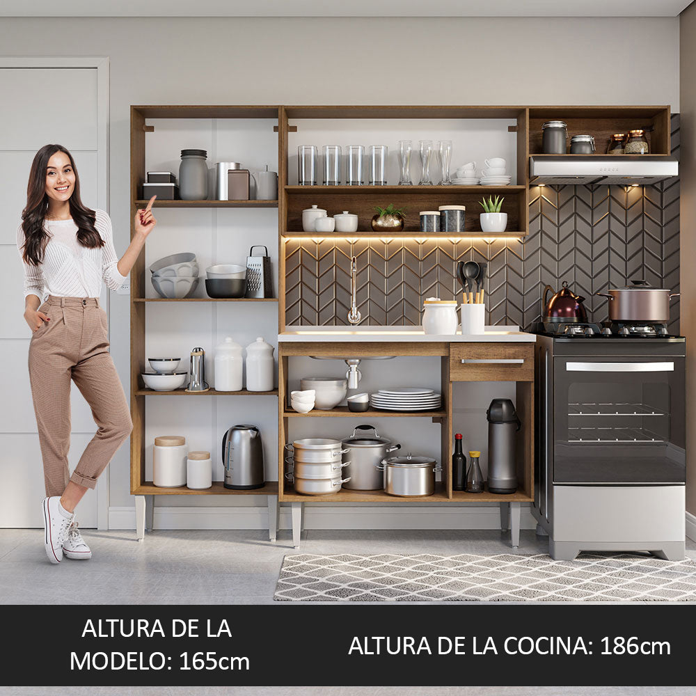Cocina Integral 229cm con Fregadero Marrón/Negro Emilly 12