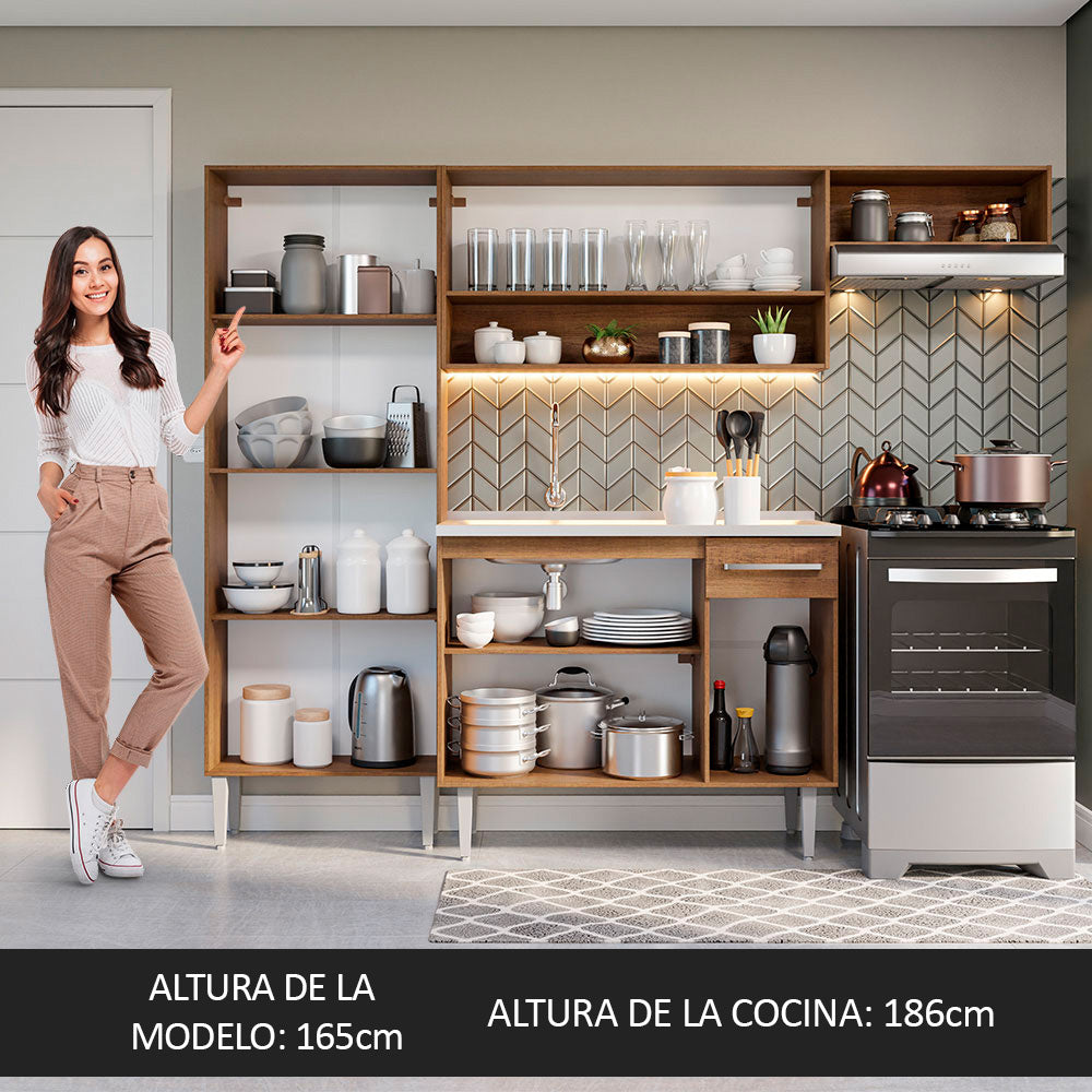 Cocina Integral 229cm con Fregadero Marrón/Blanco Emilly 12