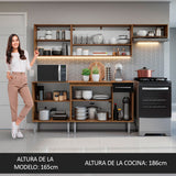 Cocina Compacta 229cm Marrón/Negro Emilly 13