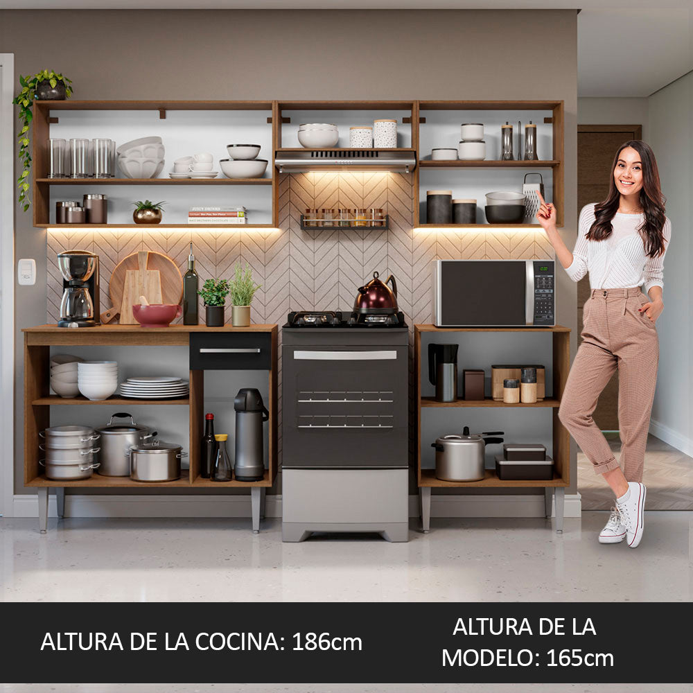 Cocina Compacta 229cm Marrón/Negro Emilly 15
