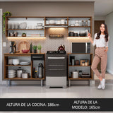 Cocina Compacta 229cm Marrón/Negro Emilly 15