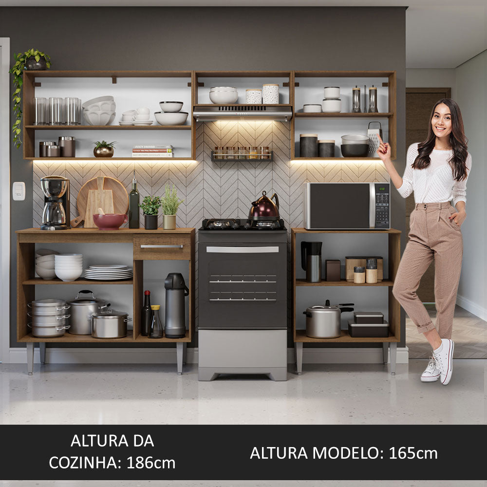 Cocina Compacta 229cm Marrón/Gris Emilly 15