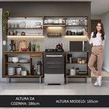 Cocina Compacta 229cm Marrón/Gris Emilly 15