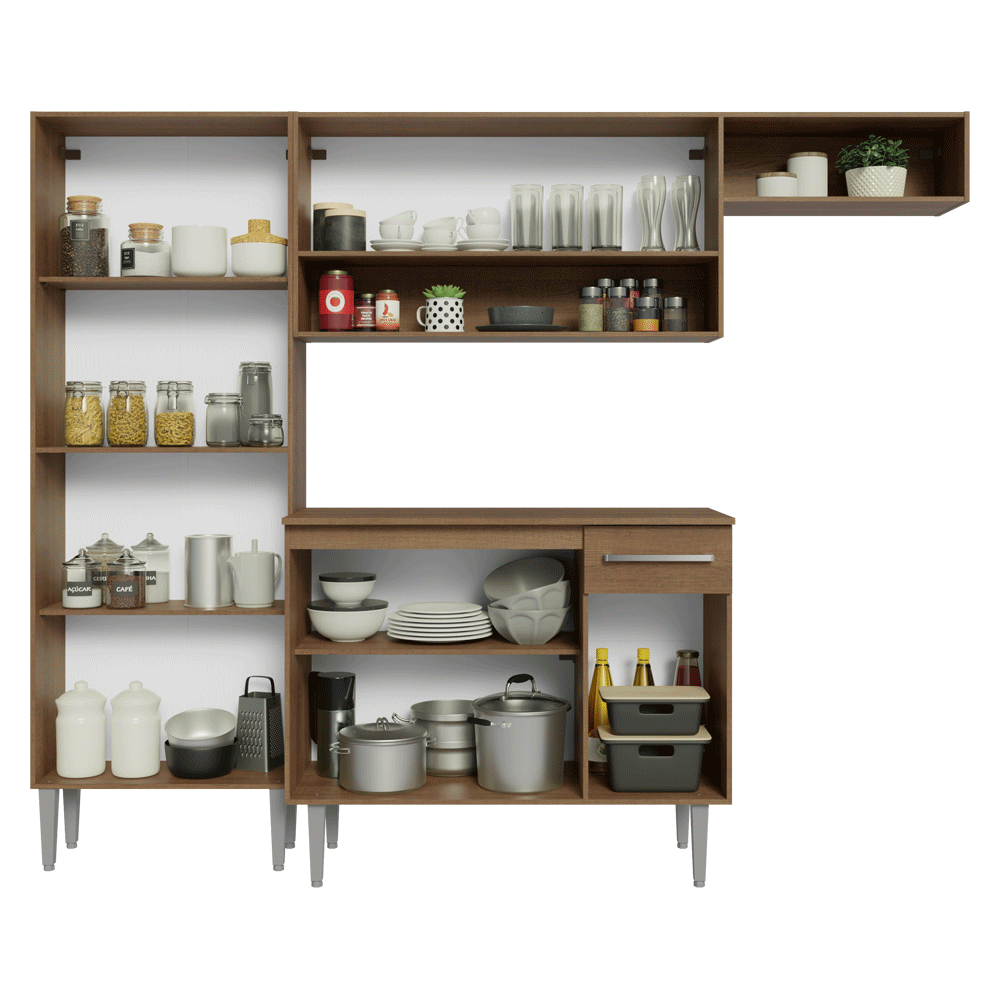 Cocina Compacta 229 cm Emilly Marrón 016