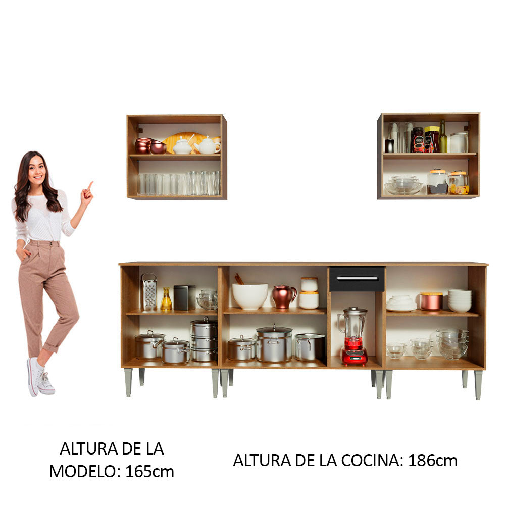 Cocina Integral 233cm Marrón/Negro Emilly King 01