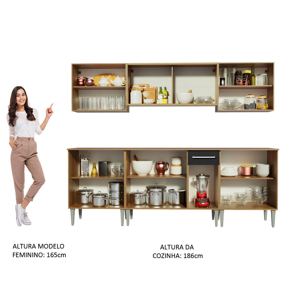 Cocina Integral 233cm Marrón/Negro Emilly Wind 02
