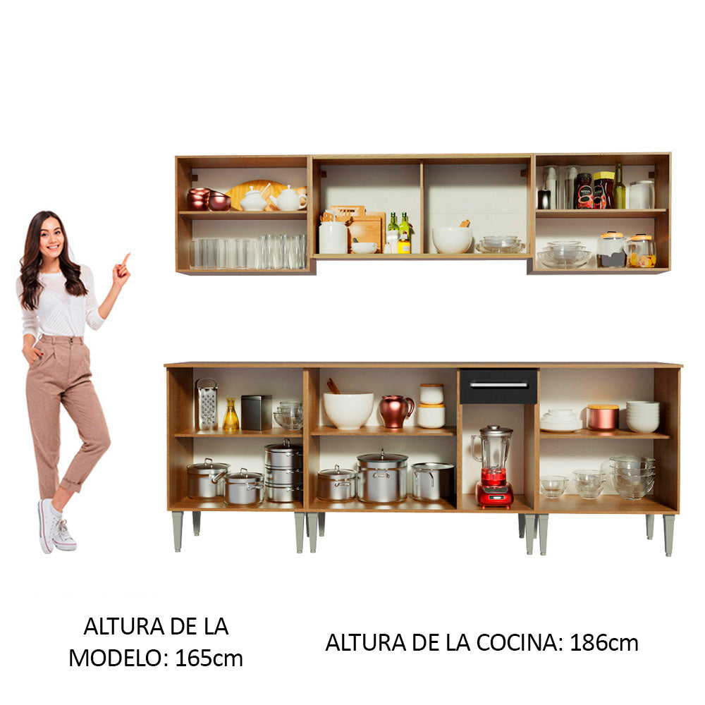 Cocina Integral 233cm Marrón/Negro Emilly Wind 02