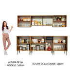 Cocina Integral 233 cm 13 Puertas 1 Cajón Marrón/Negro Emilly Madesa 02