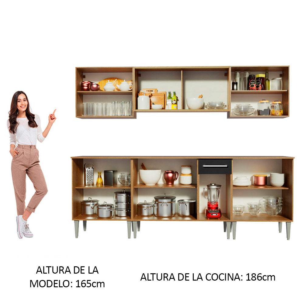 Cocina Integral 233cm Marrón/Negro Emilly 03