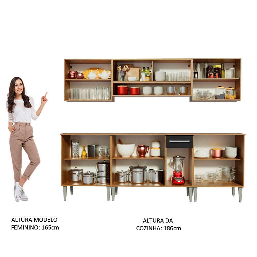 Cocina Integral 233cm Marrón/Negro Emilly Smile 04