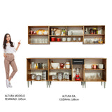 Cocina Integral 233cm Marrón/Negro Emilly Smile 04