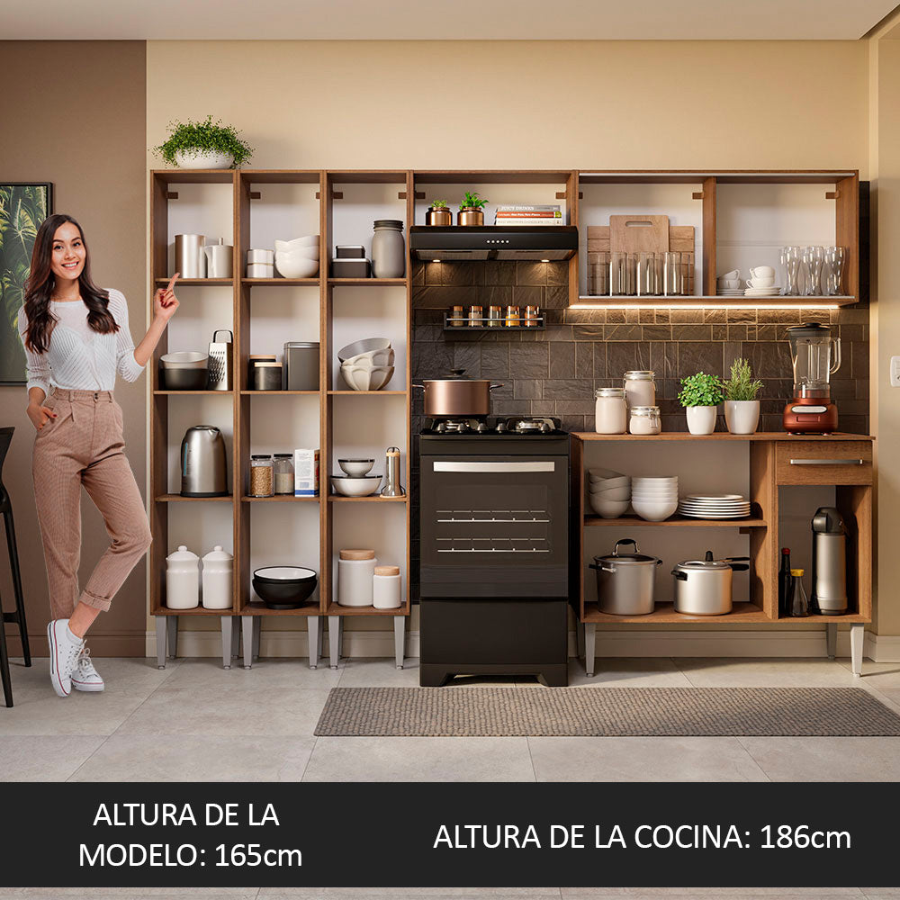 Cocina Integral 261cm Emilly Marrón 03