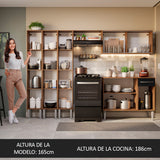 Cocina Integral 261cm Marrón/Negro Emilly 03