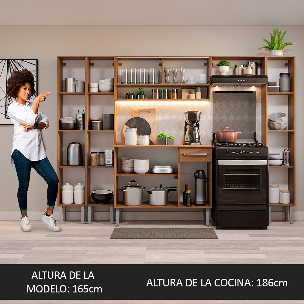 Cocina Integral 261cm Marrón Emilly 04