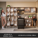 Cocina Integral 261cm Marrón/Negro Emilly 05