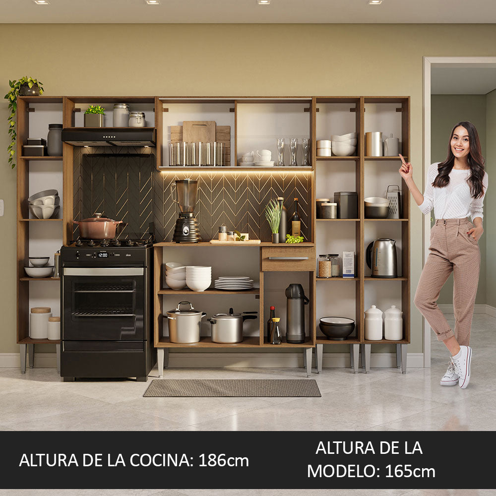 Cocina Integral 261cm Marrón Emilly 06